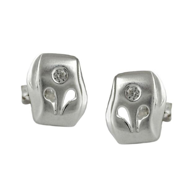 Ohrstecker Ohrring 9x8mm matt glänzend mit Zirkonia Silber 925