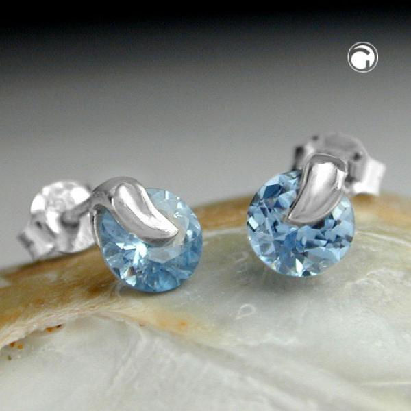 Ohrstecker Ohrring 7x6mm synthetischer Aquamarin Silber 925 Ohrstecker Ohrring 7x6mm synthetischer Aquamarin Silber 925