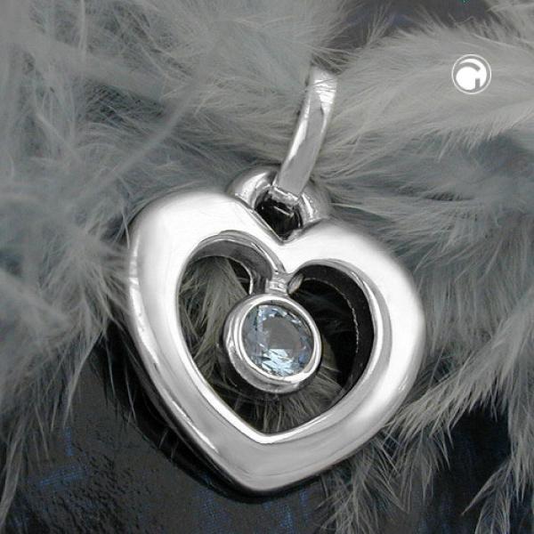 Anhänger 17x16mm Herz synthetischer Blautopas glänzend Silber 925 Anhänger 17x16mm Herz synthetischer Blautopas glänzend Silber 925