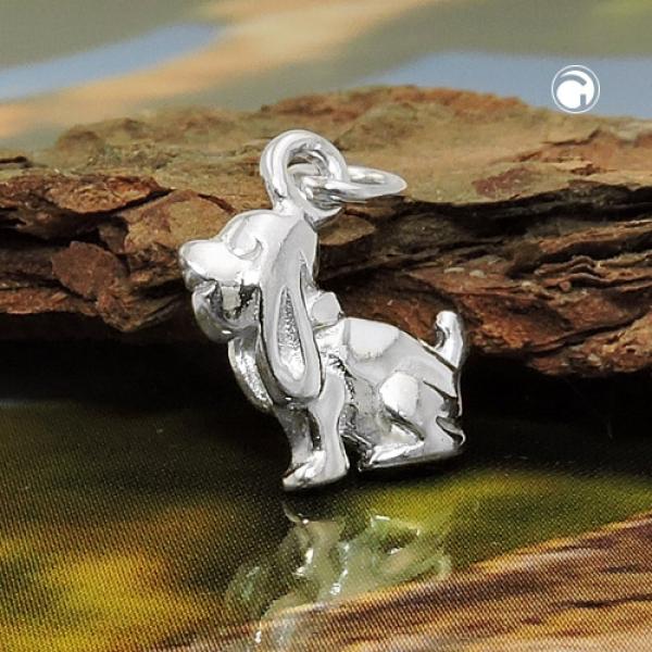 Anhänger 13x10mm Hund mit Schlappohren Silber 925 Anhänger 13x10mm Hund mit Schlappohren Silber 925