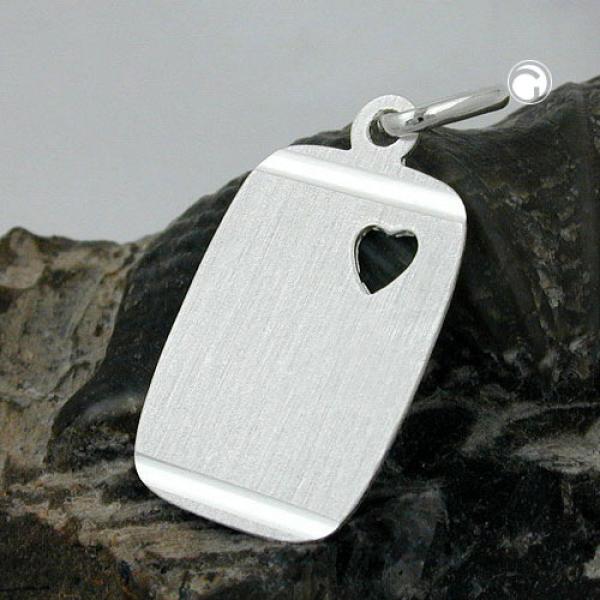 Anhänger, Gravurplatte Herz, Silber 925 Anhänger, Gravurplatte Herz, Silber 925