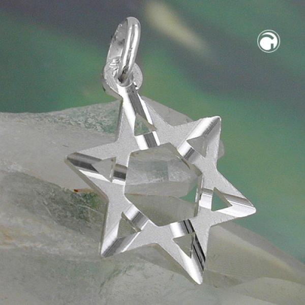 Anhänger 18x13mm David-Stern matt diamantiert Silber 925 Anhänger 18x13mm David-Stern matt diamantiert Silber 925