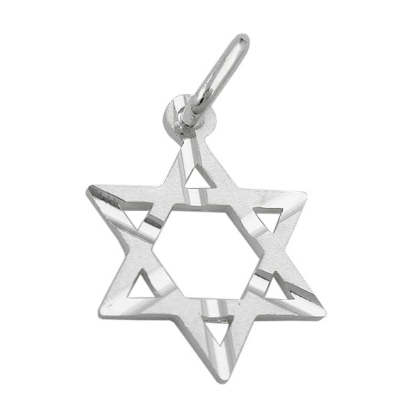Anhänger 18x13mm David-Stern matt diamantiert Silber 925 Anhänger 18x13mm David-Stern matt diamantiert Silber 925