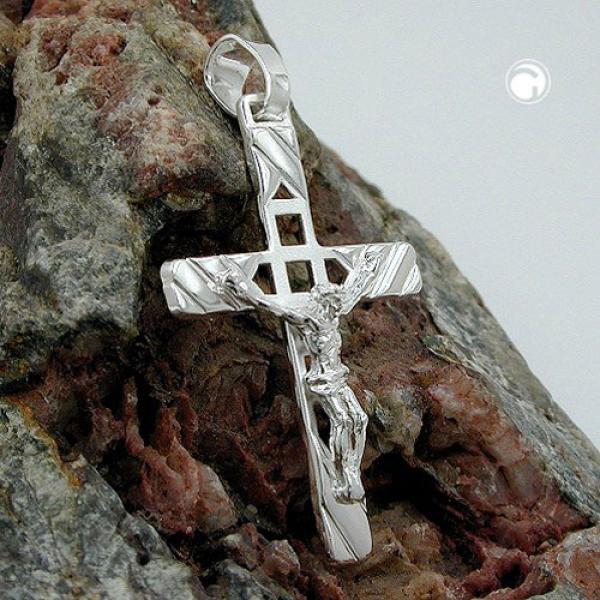 Anhänger 35x22mm Kreuz mit Jesus matt-glänzend Silber 925 Anhänger 35x22mm Kreuz mit Jesus matt-glänzend Silber 925