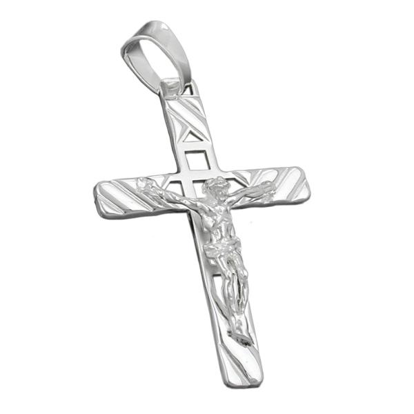 Anhänger 35x22mm Kreuz mit Jesus matt-glänzend Silber 925 Anhänger 35x22mm Kreuz mit Jesus matt-glänzend Silber 925