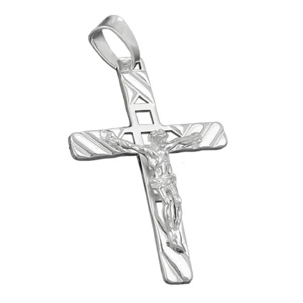 Anhänger 35x22mm Kreuz mit Jesus matt-glänzend Silber 925 Anhänger 35x22mm Kreuz mit Jesus matt-glänzend Silber 925