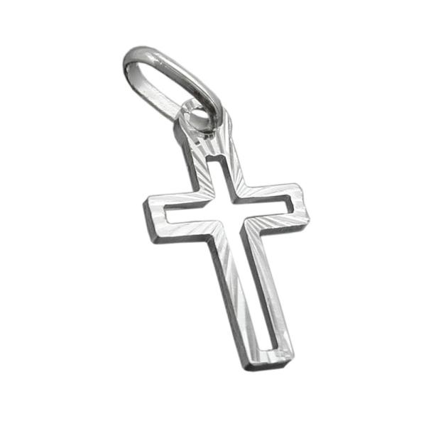 Anhänger 16x9mm Kreuz diamantiert Mitte offen Silber 925 Anhänger 16x9mm Kreuz diamantiert Mitte offen Silber 925