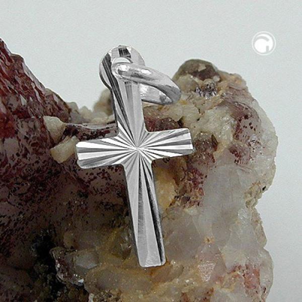 Anhänger 14x7mm Kreuz diamantiert, Silber 925 Anhänger 14x7mm Kreuz diamantiert, Silber 925