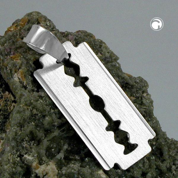 Anhänger 30x15mm Rasierklinge matt-glänzend Silber 925 Anhänger 30x15mm Rasierklinge matt-glänzend Silber 925