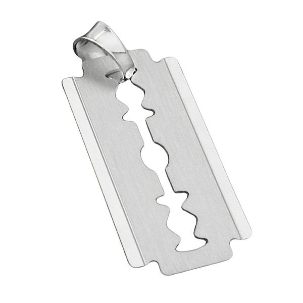 Anhänger 30x15mm Rasierklinge matt-glänzend Silber 925 Anhänger 30x15mm Rasierklinge matt-glänzend Silber 925
