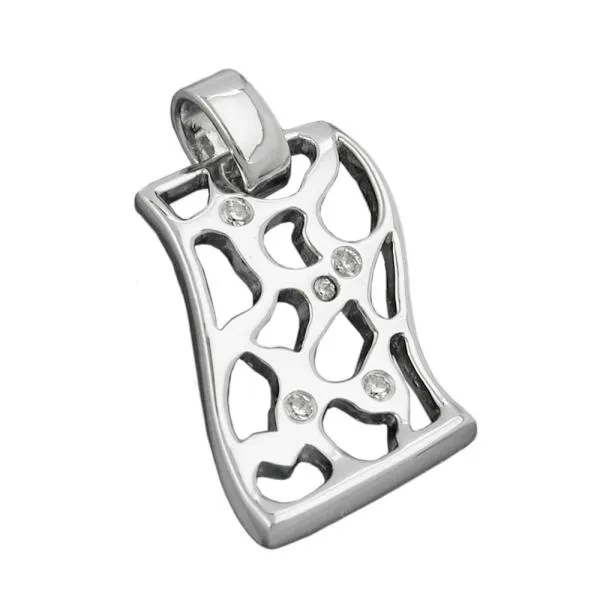 Anhänger 24x15mm mit Zirkonias glänzend rhodiniert Silber 925 Anhänger 24x15mm mit Zirkonias glänzend rhodiniert Silber 925