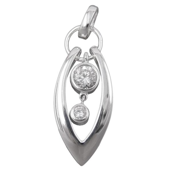 Anhänger 29x11mm mit 2 Zirkonias glänzend Silber 925 Anhänger 29x11mm mit 2 Zirkonias glänzend Silber 925
