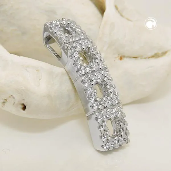 Anhänger 21x5mm mit Zirkonias glänzend rhodiniert Silber 925 Anhänger 21x5mm mit Zirkonias glänzend rhodiniert Silber 925
