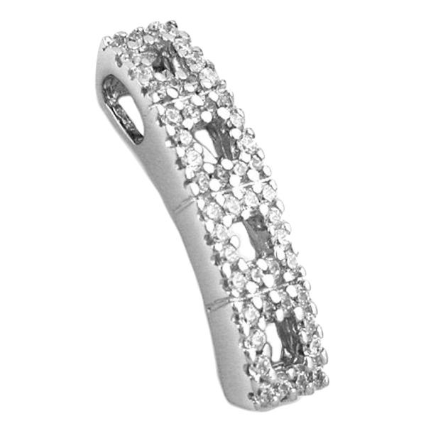 Anhänger 21x5mm mit Zirkonias glänzend rhodiniert Silber 925 Anhänger 21x5mm mit Zirkonias glänzend rhodiniert Silber 925