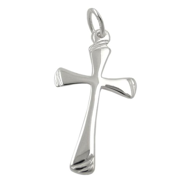 Anhänger 22x13mm Kreuz glänzend gerillt Silber 925 Anhänger 22x13mm Kreuz glänzend gerillt Silber 925