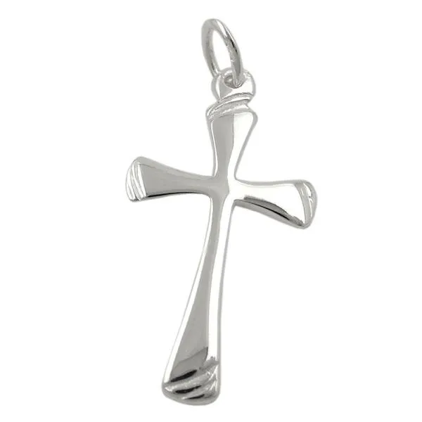 Anhänger 22x13mm Kreuz glänzend gerillt Silber 925 Anhänger 22x13mm Kreuz glänzend gerillt Silber 925