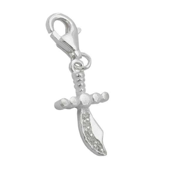 Anhänger 19x10mm Charm Krummsäbel mit Zirkonias glänzend Silber 925 Anhänger 19x10mm Charm Krummsäbel mit Zirkonias glänzend Silber 925