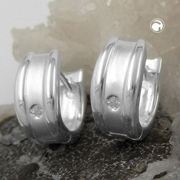 Creole 12x6mm Klappscharnier mit Zirkonia weiß Silber 925