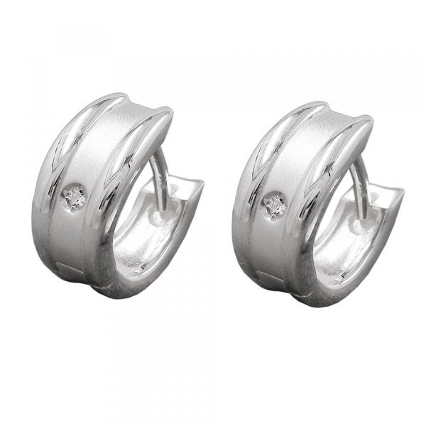Creole 12x6mm Klappscharnier mit Zirkonia weiß Silber 925