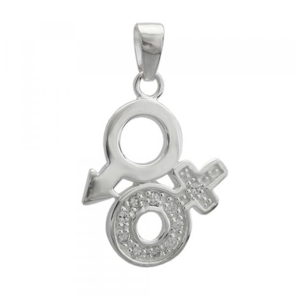 Anhänger 23mm Venus/Mars-Symbol mit Zirkonias glänzend Silber 925 Anhänger 23mm Venus/Mars-Symbol mit Zirkonias glänzend Silber 925