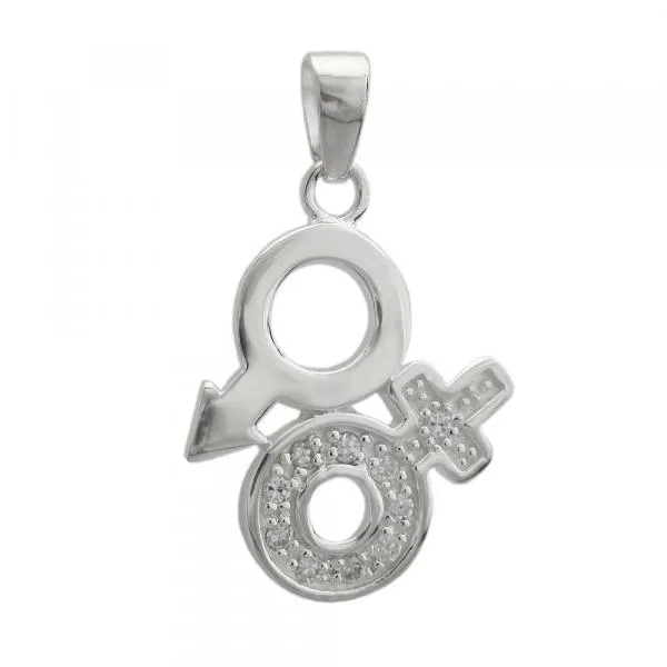 Anhänger 23mm Venus/Mars-Symbol mit Zirkonias glänzend Silber 925 Anhänger 23mm Venus/Mars-Symbol mit Zirkonias glänzend Silber 925