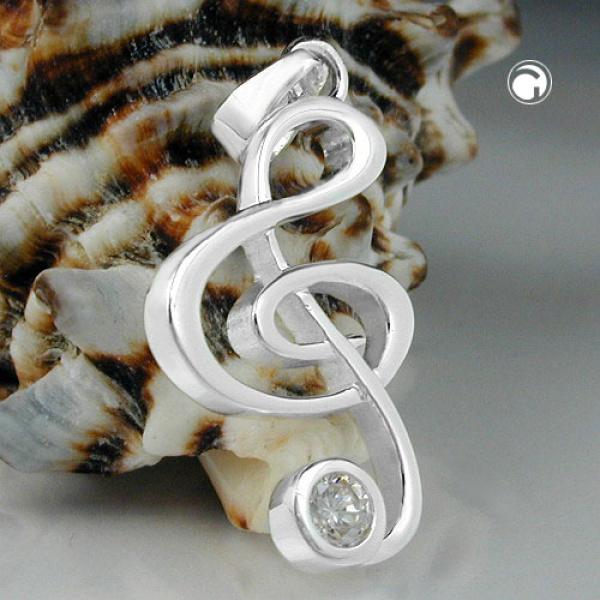 Anhänger 29x16mm Notenschlüssel Silber 925 Anhänger 29x16mm Notenschlüssel Silber 925