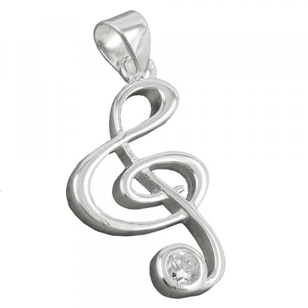 Anhänger 29x16mm Notenschlüssel Silber 925 Anhänger 29x16mm Notenschlüssel Silber 925
