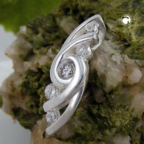 Anhänger 22x7mm mit 5 Zirkonias glänzend Silber 925 Anhänger 22x7mm mit 5 Zirkonias glänzend Silber 925