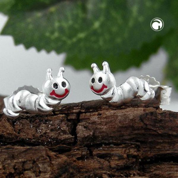 Ohrstecker Ohrring 8x3mm Kinderohrring kleiner Wurm matt-glänzend Silber 925 Ohrstecker Ohrring 8x3mm Kinderohrring kleiner Wurm matt-glänzend Silber 925