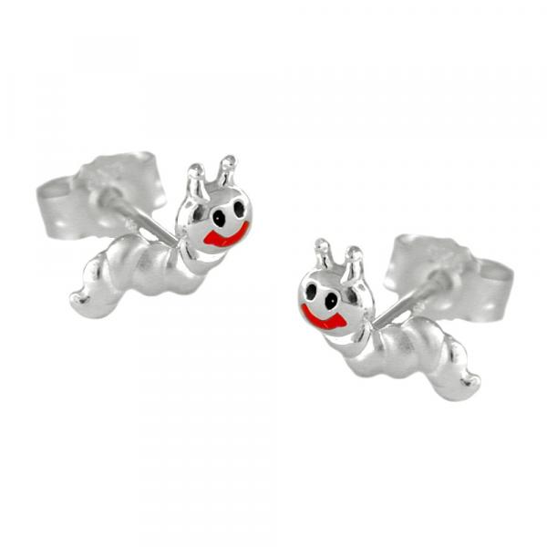 Ohrstecker Ohrring 8x3mm Kinderohrring kleiner Wurm matt-glänzend Silber 925 Ohrstecker Ohrring 8x3mm Kinderohrring kleiner Wurm matt-glänzend Silber 925