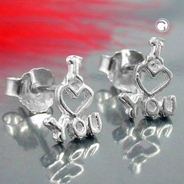 Ohrstecker Ohrring 9x7mm I LOVE YOU Silber 925