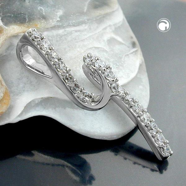 Anhänger 32x9mm mit Zirkonias glänzend rhodiniert Silber 925 Anhänger 32x9mm mit Zirkonias glänzend rhodiniert Silber 925