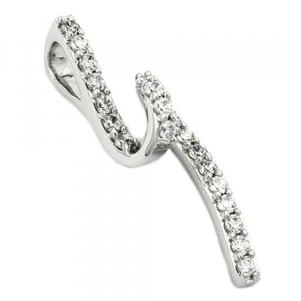 Anhänger 32x9mm mit Zirkonias glänzend rhodiniert Silber 925 Anhänger 32x9mm mit Zirkonias glänzend rhodiniert Silber 925