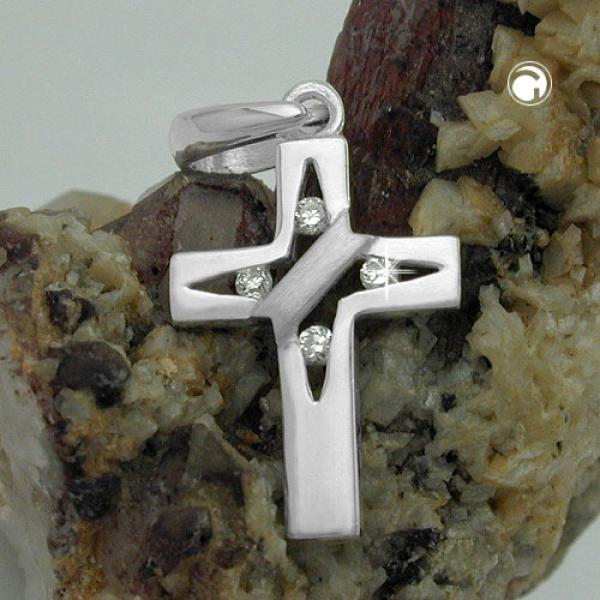 Anhänger 19x12mm Kreuz mit 4 Zirkonias Silber 925 Anhänger 19x12mm Kreuz mit 4 Zirkonias Silber 925