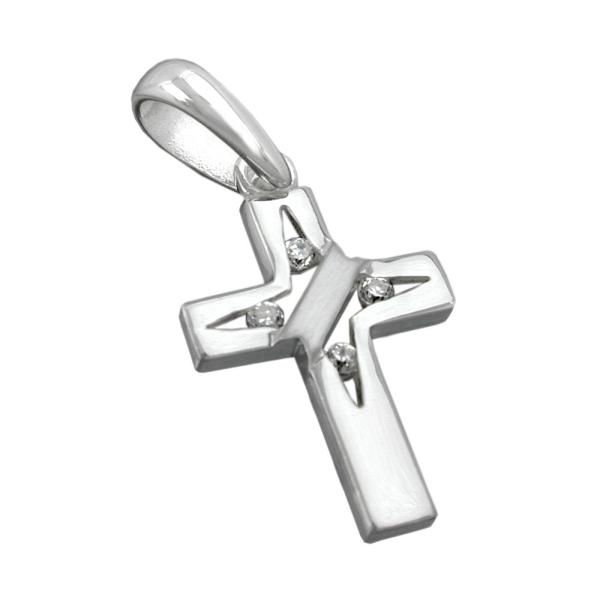 Anhänger 19x12mm Kreuz mit 4 Zirkonias Silber 925 Anhänger 19x12mm Kreuz mit 4 Zirkonias Silber 925
