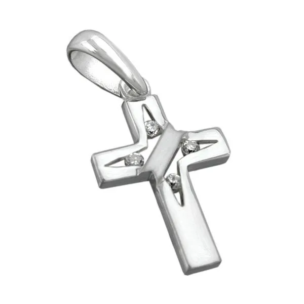 Anhänger 19x12mm Kreuz mit 4 Zirkonias Silber 925 Anhänger 19x12mm Kreuz mit 4 Zirkonias Silber 925