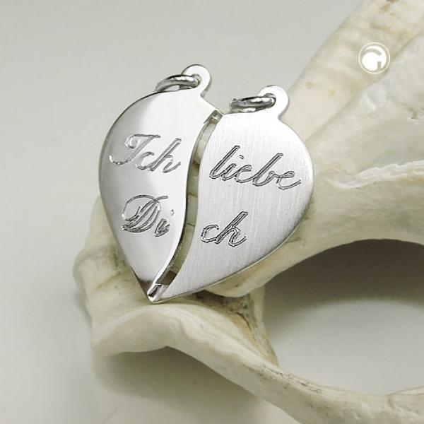 Anhänger 18x17mm Doppelanhänger Herz mit Gravur - Ich liebe Dich - Silber 925 Anhänger 18x17mm Doppelanhänger Herz mit Gravur - Ich liebe Dich - Silber 925