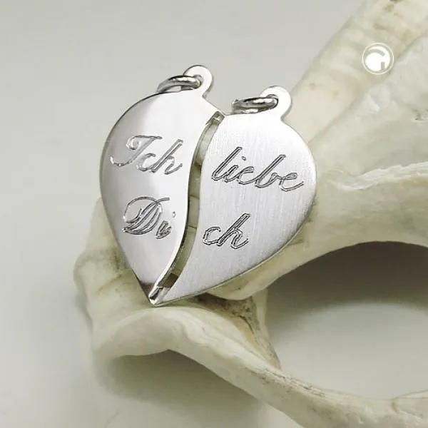 Anhänger 18x17mm Doppelanhänger Herz mit Gravur - Ich liebe Dich - Silber 925 Anhänger 18x17mm Doppelanhänger Herz mit Gravur - Ich liebe Dich - Silber 925