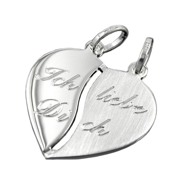 Anhänger 18x17mm Doppelanhänger Herz mit Gravur - Ich liebe Dich - Silber 925 Anhänger 18x17mm Doppelanhänger Herz mit Gravur - Ich liebe Dich - Silber 925
