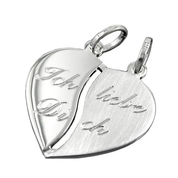 Anhänger 18x17mm Doppelanhänger Herz mit Gravur - Ich liebe Dich - Silber 925 Anhänger 18x17mm Doppelanhänger Herz mit Gravur - Ich liebe Dich - Silber 925