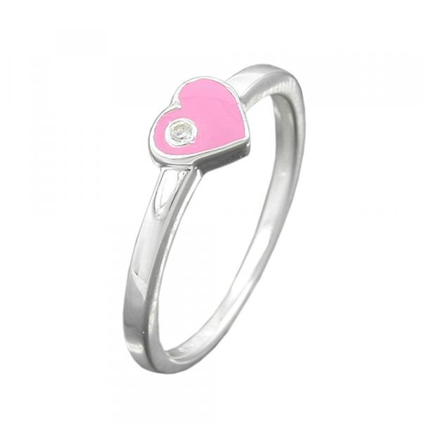 Ring Kinderring mit Herz rosa Silber 925 Ringgröße 46