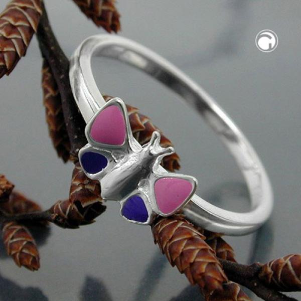 Ring Kinderring Schmetterling lila-pink lackiert Silber 925 Gr. 42 Ring Kinderring Schmetterling lila-pink lackiert Silber 925 Gr. 42