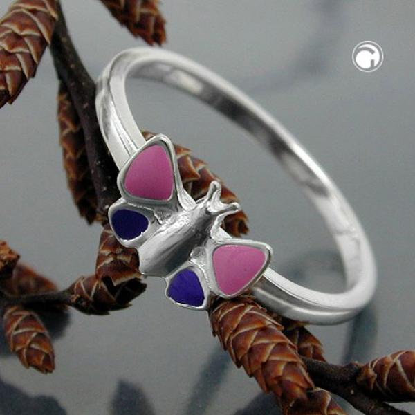 Ring Kinderring Schmetterling lila-pink lackiert Silber 925 Gr. 44 Ring Kinderring Schmetterling lila-pink lackiert Silber 925 Gr. 44
