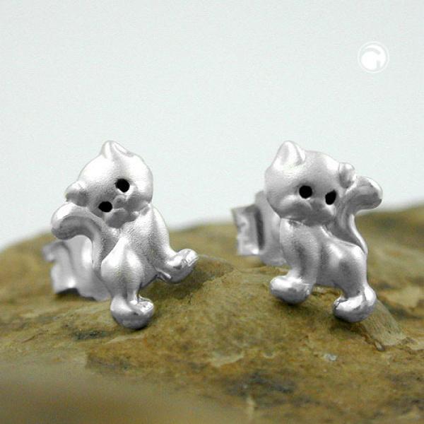 Ohrstecker Ohrring 6x5mm Kinderohrring Katze matt-glänzend Silber 925