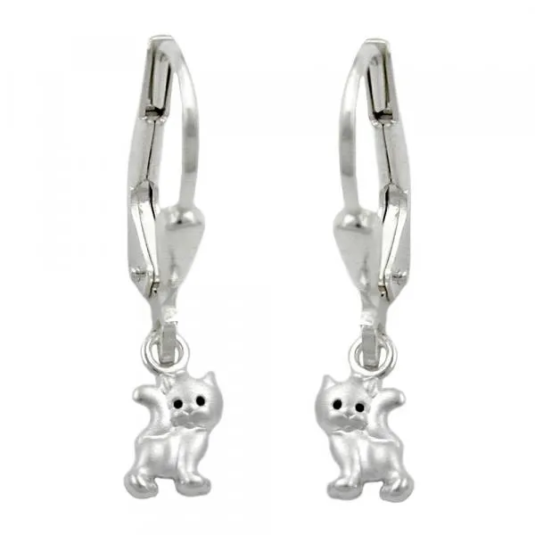 Ohrbrisur Ohrhänger Ohrringe 21x5mm Katze matt-glänzend Silber 925 Ohrbrisur Ohrhänger Ohrringe 21x5mm Katze matt-glänzend Silber 925
