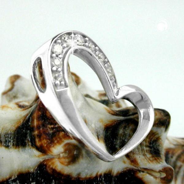 Anhänger 15x16mm Herz mit Zirkonias rhodiniert Silber 925 Anhänger 15x16mm Herz mit Zirkonias rhodiniert Silber 925