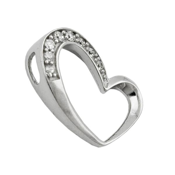Anhänger 15x16mm Herz mit Zirkonias rhodiniert Silber 925 Anhänger 15x16mm Herz mit Zirkonias rhodiniert Silber 925