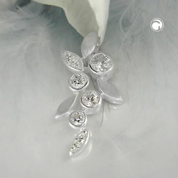 Anhänger 23x11mm Blütenzweig mit Zirkonias matt-glänzend Silber 925 Anhänger 23x11mm Blütenzweig mit Zirkonias matt-glänzend Silber 925