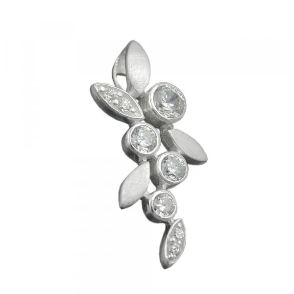 Anhänger 23x11mm Blütenzweig mit Zirkonias matt-glänzend Silber 925 Anhänger 23x11mm Blütenzweig mit Zirkonias matt-glänzend Silber 925