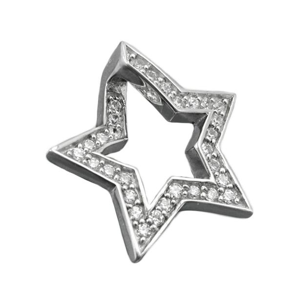 Anhänger 20mm Stern mit Zirkonias rhodiniert Silber 925 Anhänger 20mm Stern mit Zirkonias rhodiniert Silber 925